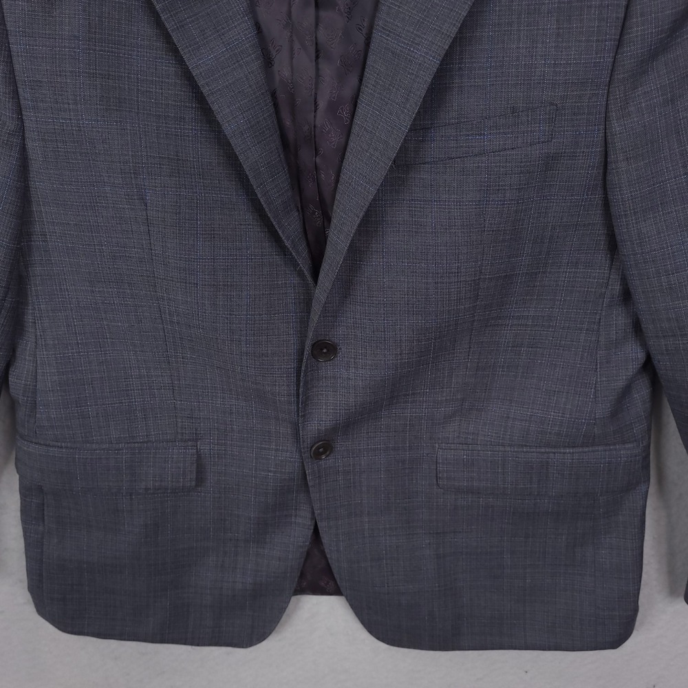 Psycho Bunny Sport Coat Mens 40R Grey Blue Glen Plaid Wool Blend Blazer - Picture 14 of 16
